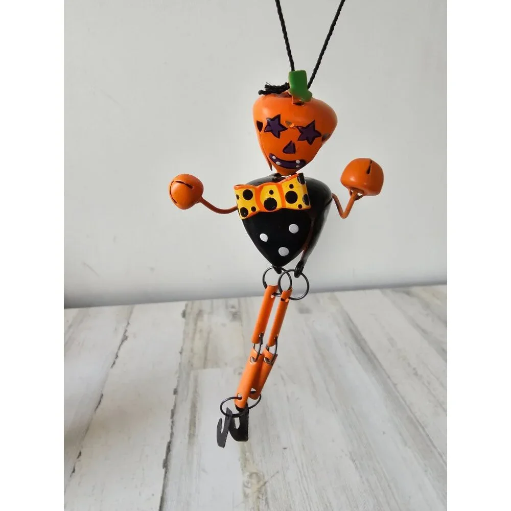 Metal jointed‎ pumpkin ornament Halloween jack-o'-lantern skeleton tree